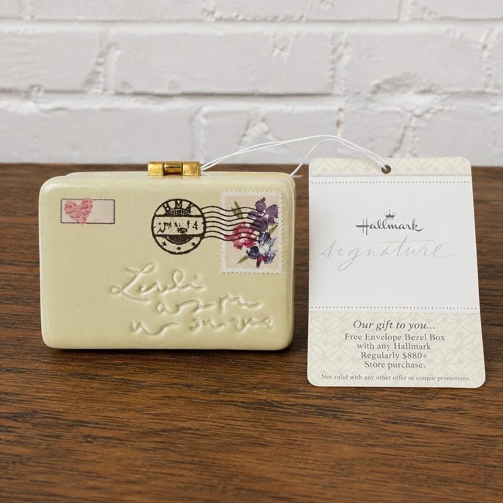 Hallmark Signature Envelope Trinket Box - Love Letter Porcelain Bezel Box Gift